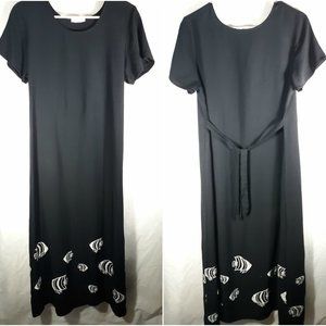 Connie Choi Black Dress With Fish Size L